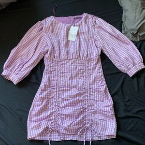 ZARA Gingham Corduroy Dress